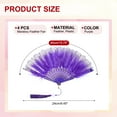 thumbnail image 2 of Uxcell Embroidered Flower Marabou Feather Fan Vintage Folding Handheld Fan Chinese Flapper Hand Fans Purple, 2 of 6