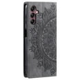 thumbnail image 3 of SaniMore for Samsung Galaxy A14 5G Case, PU Leather Embosed Mandala Flower Wallet Protective Phone Cover Card Slots Pocket Purse Women Men Kickstand Vintage Shockproof Anti-fall Shell, Grey, 3 of 8