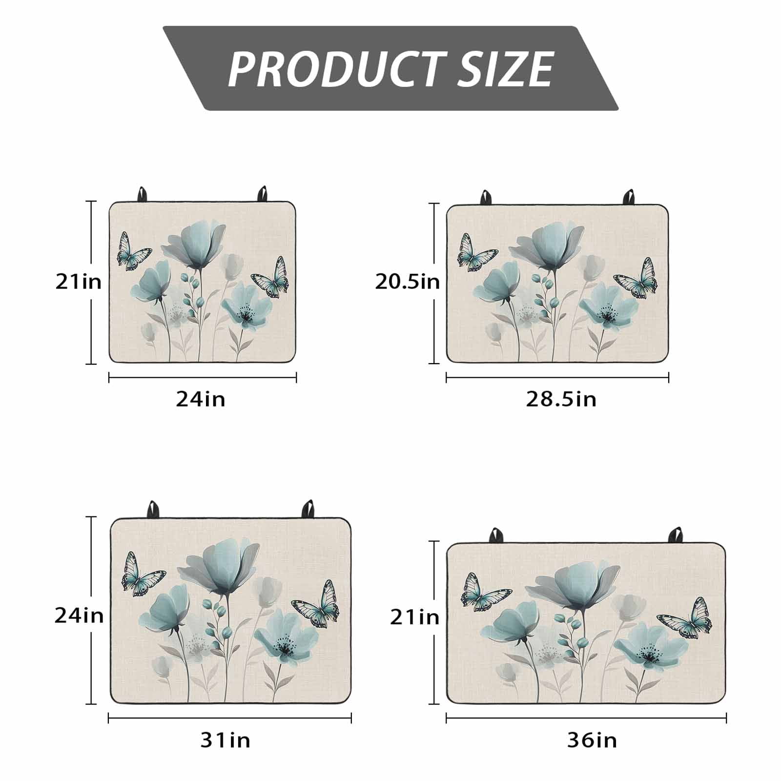 Tulip Butterfly Stove Top Cover for Electric Stove, Heat-proof & Non Slip Glass Top Stove Cover Protector, Vintage Spring Botanical Flowers Floral Kitchen Flat Cooktop Rubber Mat 24x21 Inches