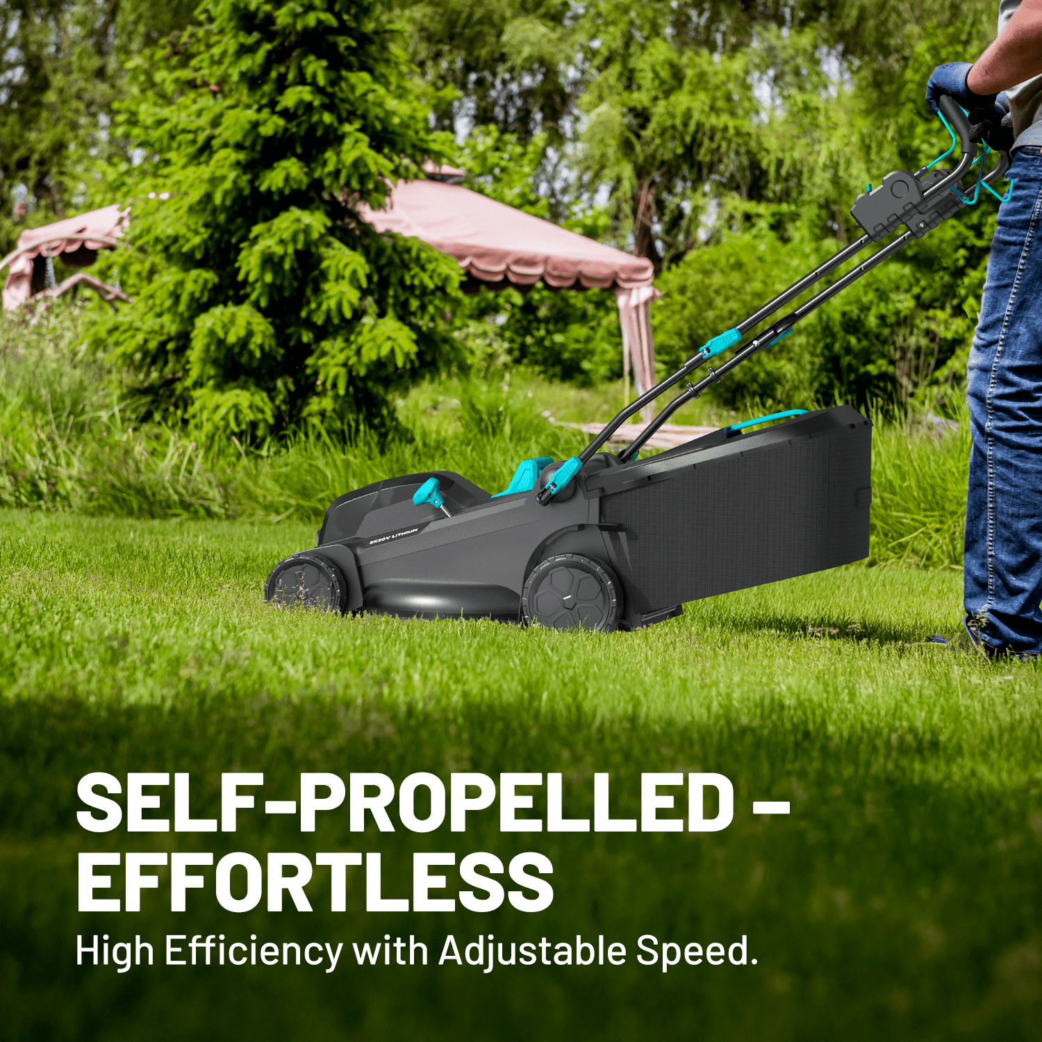 Mightymow Brushless Self-Propelled Lawn Mower, 2*20V 18" Cordless Lawn Mower, with 2*4.0Ah Battery& Dual Charger Included