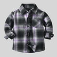 thumbnail image 5 of Scyoekwg Fall Toddler Baby Boys Plaid Shirts Jackets Button Lapel Long Sleeve Shirts Fashion Lattice Pattern Print Blouses (Purple,4-5Years), 5 of 8