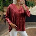 thumbnail image 7 of TARIENDY Sequin Shirts for Women V Neck Sparkly Glitter Tops for Party Night Dressy Casual Long Sleeve Blouse Shirt Wine XL, 7 of 7