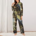 thumbnail image 2 of Pofeuu Ferocious Dinosaur Print Womens Pajamas Set Long Sleeve Sleepwear Button Down Nightwear Soft Pj Lounge Sets Button Down Pajamas Women-X-Large, 2 of 7