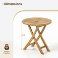 thumbnail image 3 of Gymax Patio Teak Wood Dining Table 27.5'' Round Side Table w/ Slatted Tabletop, 3 of 10