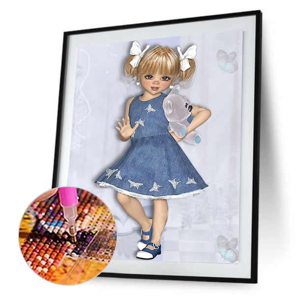 Cuadros Decorativos 5D DIY diamante pintura ojos grandes niña completo redondo taladro decoración DQrwqpou Nuevos Originales