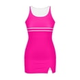 thumbnail image 5 of Aboser Womens Push Up Modest Tankini Bathing Suits with Skirts Ruffle Trim Boho Swimsuits Trendy Tropical Printing Tankini Sets Two Piece V Neck Swimwear Hot Pink M, 5 of 5