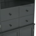 thumbnail image 6 of 47.2 inch Buffet with Hutch, Farmhouse Style Freestanding Kitchen Pantry Cabinet with 4 Drawers, Glass Doors and Pull-out Trays for Dining Room Storage, Gray, 6 of 12