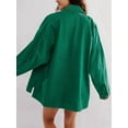 thumbnail image 5 of Women'S City Denim Jacket-Long Sleeve Oversized Boyfriend Style Jean Jacket with Button Up Front Green L, 5 of 8