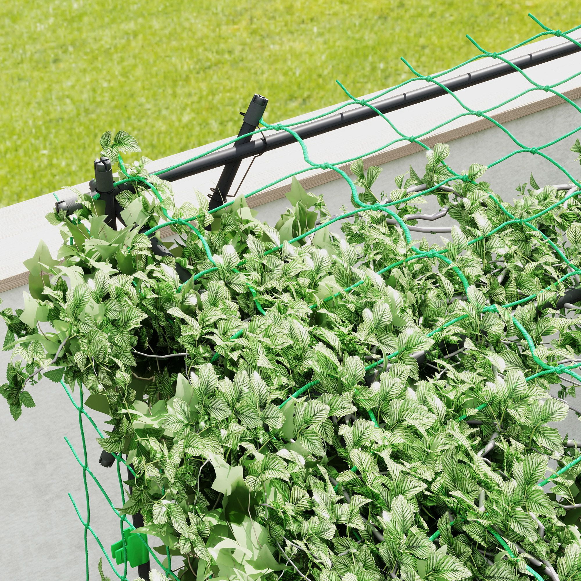 Outsunny 7.3 FT Garden Arch Trellis, Black PE-Coated Steel Plant Support with Climbing Net, Large Vegetable Trellis for Cucumber and Tomato in Backyard, Patio or Lawn