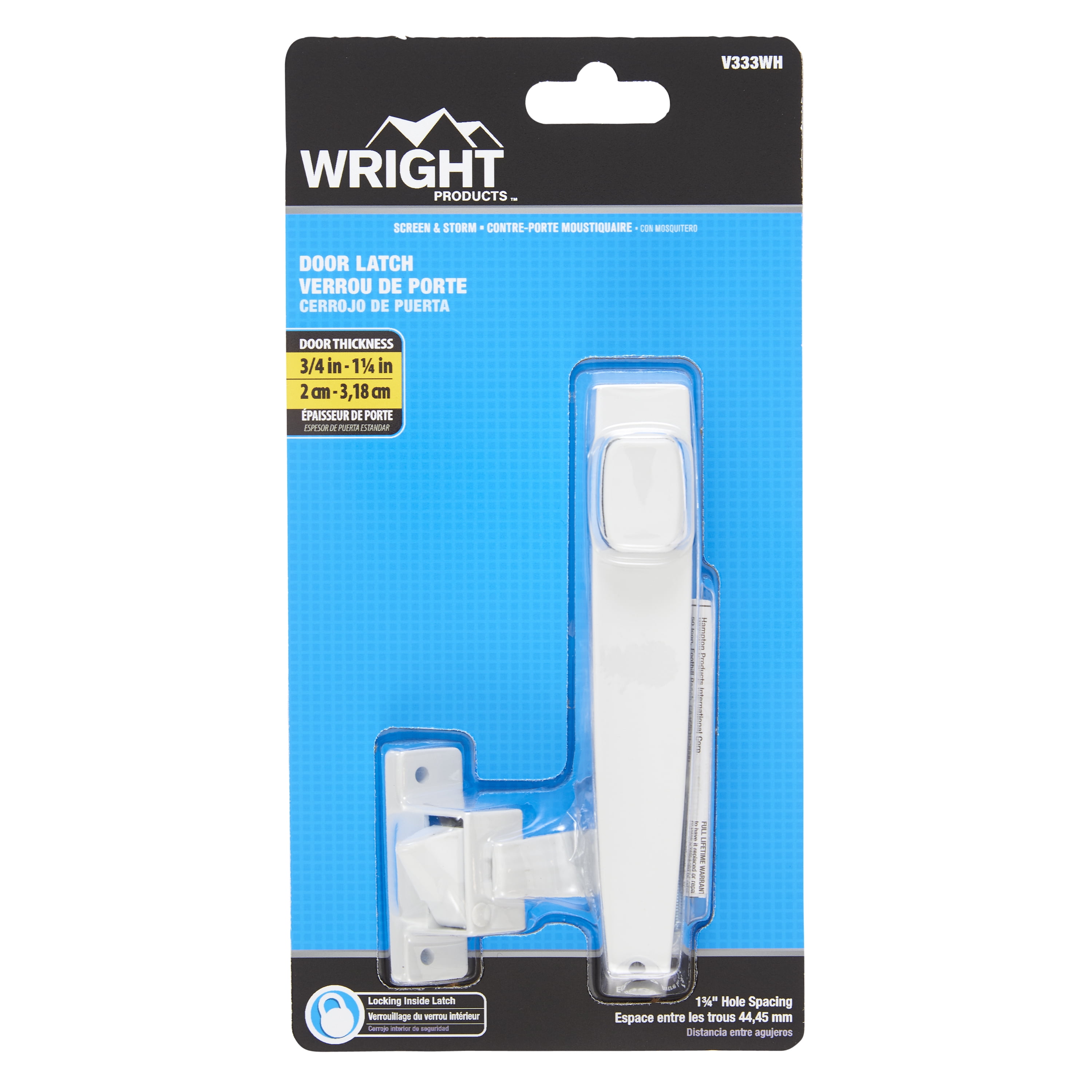 Wright Products Push-Button Screen Door Latch, White, for Out-Swinging Wood and Metal Doors