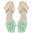 thumbnail image 4 of FSJ Women Open Toe Flower Sandals Ankle Buckle Strap Stiletto High Heels Charming Dressy Bridal Shoes Size 8 Green, 4 of 6