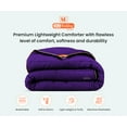 thumbnail image 3 of Super King Comforter Solid Purple 300 GSM Plush Siliconized Microfiber Fill Duvet Insert Box Stiched Quilted Fluffy Soft 600 TC Egyptian Cotton Shell with Piping & Pillowcases, 3 of 8