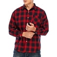 thumbnail image 2 of SHCKE Slim Fit Plaid Shirts Western Shirts Casual Button Down Long Sleeve Shirts Mens Long Sleeve Button-Down Plaid Shirts with Long Hem and Pocket Red 5XL/US 2XL size, 2 of 6