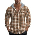 thumbnail image 2 of UQJfacai Mens Flannel Hoodie Shirts Casual Button Down Plaid Shirt Jackets Fall Long Sleeve Drawstring Hooded Shackets with Pockets, 2 of 9