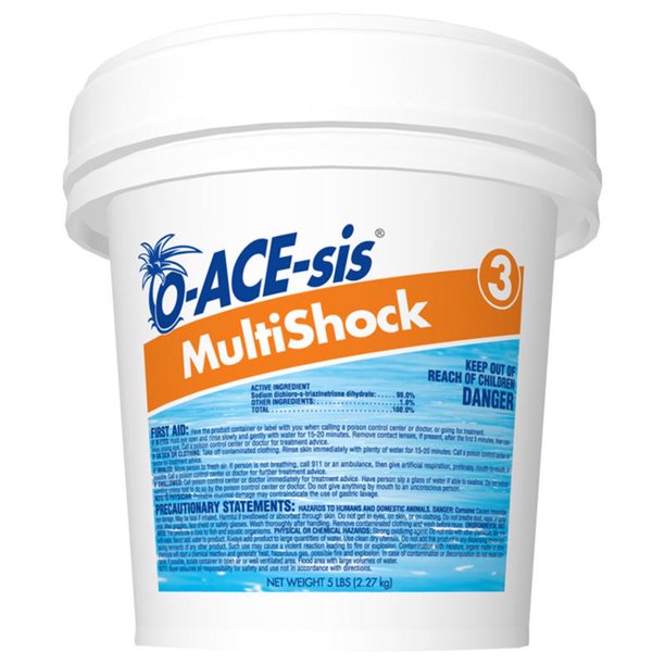 Gránulo O-Ace-sis para piscinas Multishock, 2,27 kg, 99% de dicloroisocianurato de sodio dihidratado