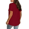 thumbnail image 4 of PATLOLLAV Summer T shirts,Ladies Clearance,Womens Casual Solid O-Neck Pullover Blouse Short Sleeve Tops, 4 of 6