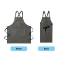 thumbnail image 3 of Lienzo delantal espesado trabajo delantales desgaste delantales Cubiertas Cómodo ropa de trabajo Cubierta Accesorio accesorio para tareas domésticas con bolsillos Grey Green Yuarrent HA011664-07, 3 of 6