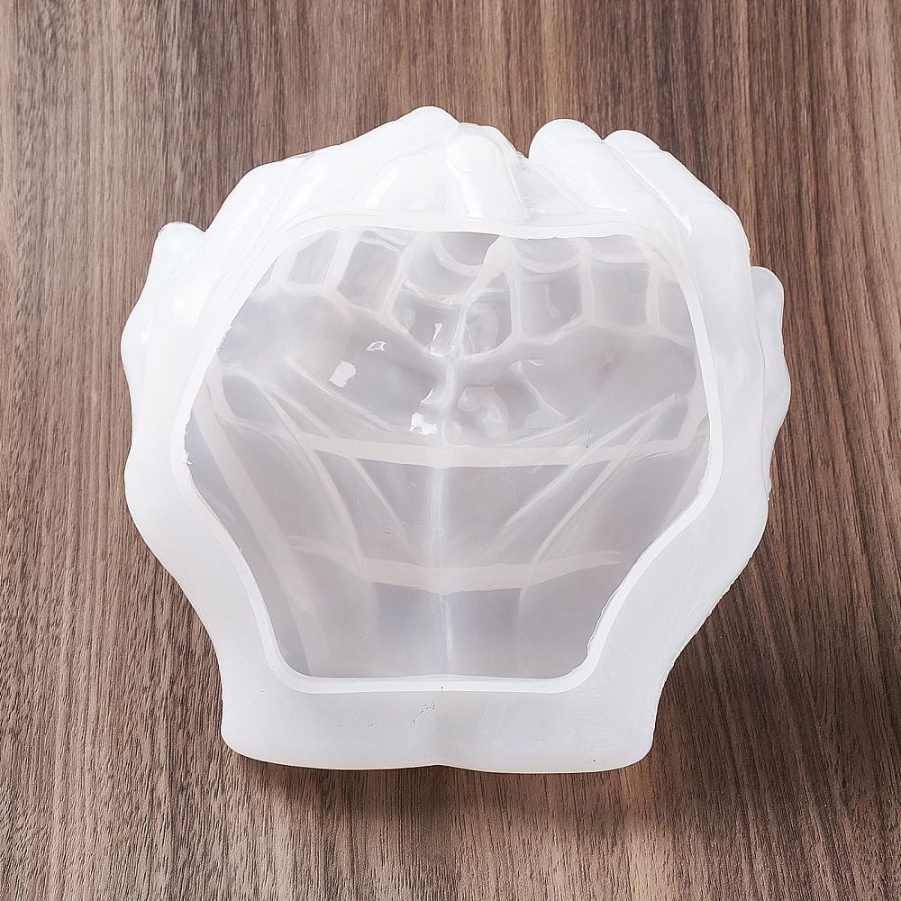 2 pc DIY 3D Double Hand Ashtray Statue Silicone Molds Storage Molds Portrait Sculpture Resin Casting Molds For UV Resin Epoxy Resin Craft Making White 140x150x69mm Inner Diameter: 118x119x39mm