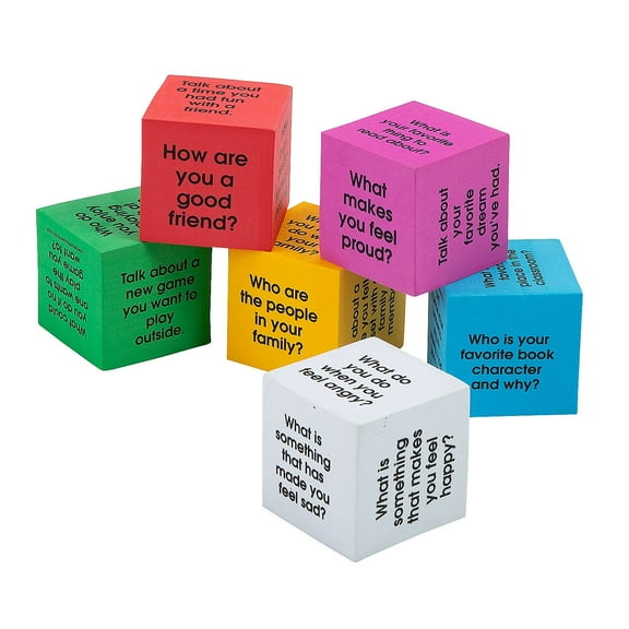 Fun Express Social Emotional Learning Solid Color Foam Discussion Dice - 12 Pieces - 2 1/2"