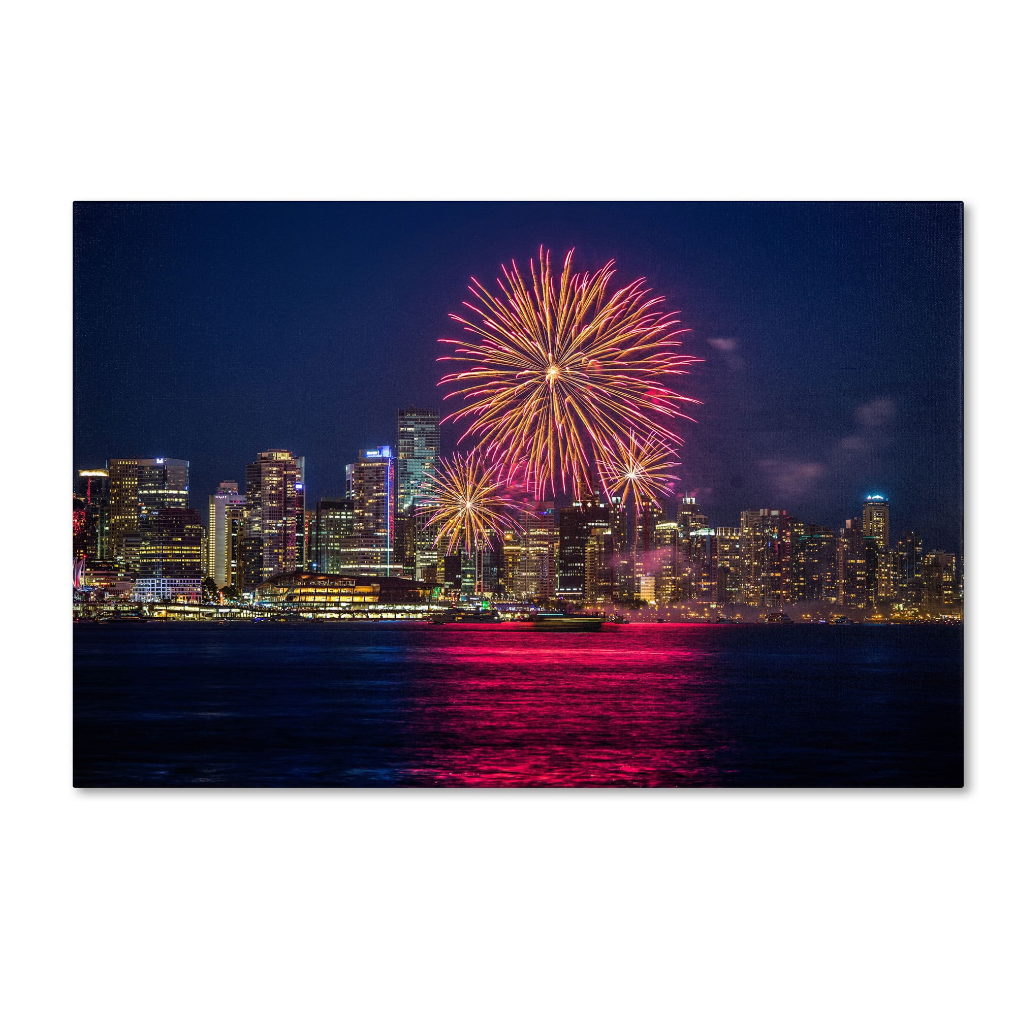 Trademark Fine Art "Vancouver Fireworks" Canvas Art by Pierre Leclerc
