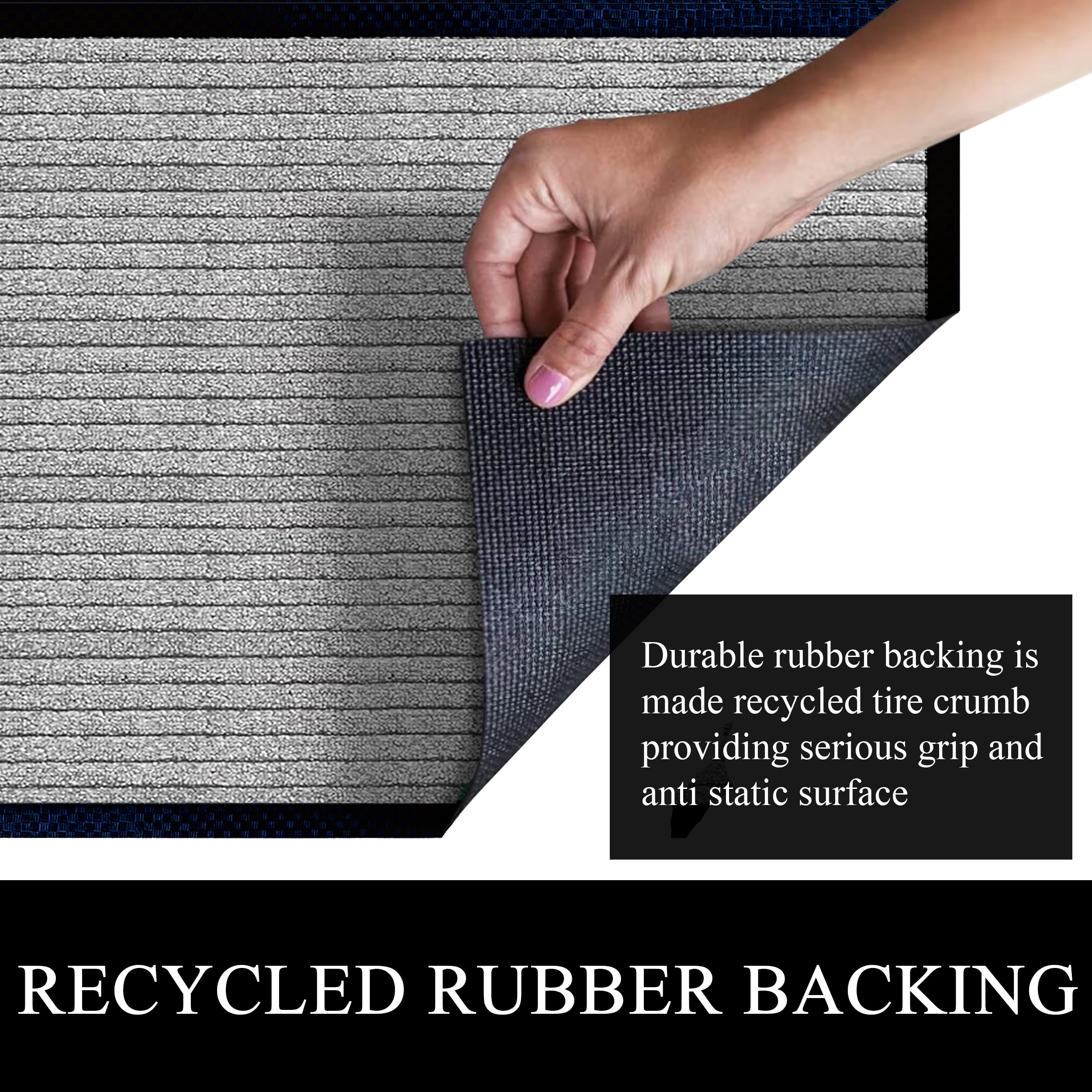 A1HC Indoor Outdoor Mat, Front and Back Entrance Welcome Mats, Front Door Patio Mats 47X71 Inches, Non-Slip Easy Clean Entrance Washable Large Size Doormat, Grey Stripe