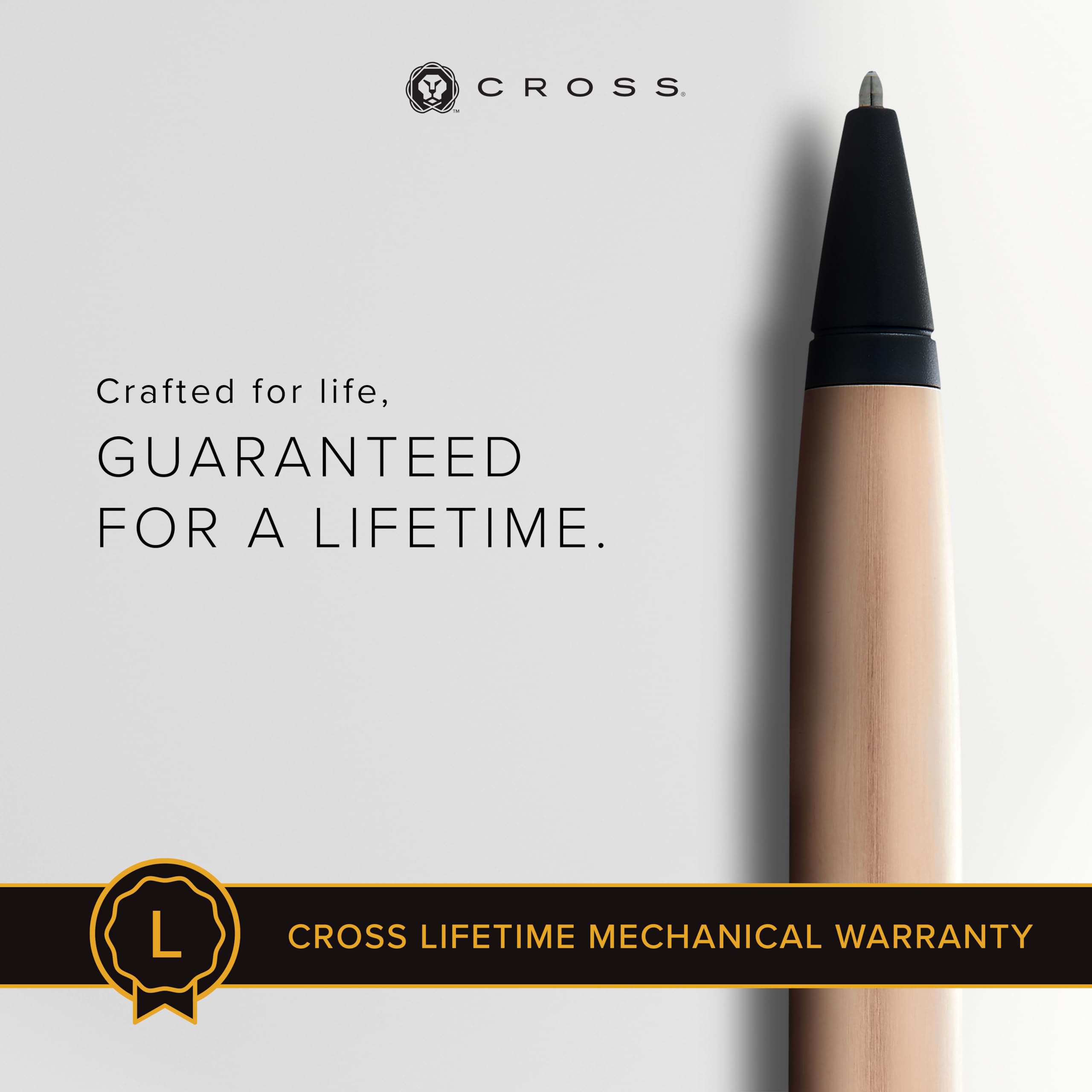 Cross Calais Brushed Rose Gold Plate and Black Lacquer Ballpoint Pen