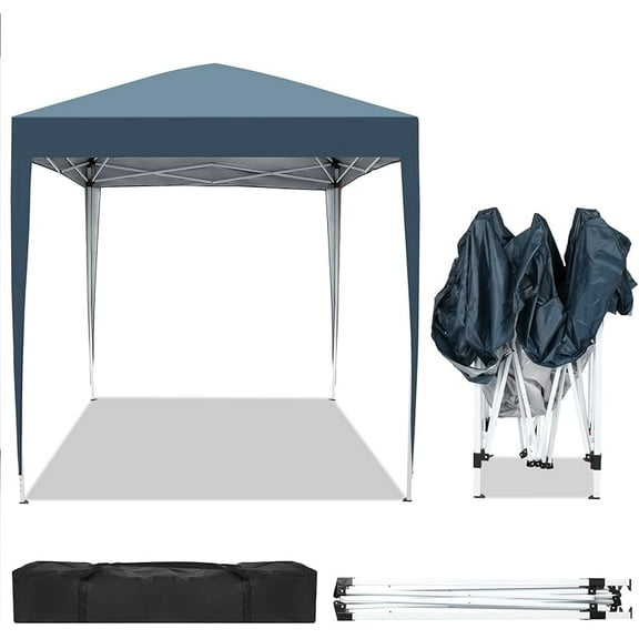 6.5x6.5ft Pop Up Canopy Tent, Outdoor Instant Shelter Folding Canopy with Carry Bag for Commercial Events, Party, Backyard BBQ, Camping Blue