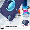 thumbnail image 2 of 3-Layer Kids Case for iPad Pro 11 2022/2021/2020/2018/Air4/Air5, Durable Sturdy Protection Silicone PC Case with Swivel Stand, Hand Strap Shoulder Strap Pencil Holder Charging Port Lid - Navyblue, 2 of 13
