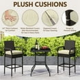 thumbnail image 5 of Yaheetech Outdoor PE Rattan Bar Stools with Cushions and Armrests, Set of 2, Brown/Beige, 5 of 7