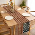 thumbnail image 3 of Retro American Flag Table Runner - 48 Inch Long, Kitchen Dining Table Runner Dresser Scarves, Vintage US Flag Red Striped Farmhouse Decor for Coffee Tables Wedding Party Banquet, 3 of 8