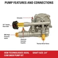 thumbnail image 6 of OEM Technologies 90028 Horizontal Axial Cam Replacement Pressure Washer Pump Kit, 3300 PSI, 2.4 GPM, 3/4" Shaft, Includes Hardware and Siphon Tube, for Residential and Industrial Gas Powered, 6 of 6