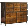 thumbnail image 1 of Bingirl Commode pour Chambre avec 10 Tiroirs, Commodes et Chiffonniers pour Couloir, Entrée, Unité d'Organisation de Rangement avec Tissu, Cadre en Métal Robuste, Dessus en Bois, 1 of 8