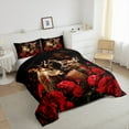 thumbnail image 4 of Feelyou 3D Reindeer Moose Bedding Comforter Set for Women, Rustic Red Rose Flower Twin Comforter Sets, Anniversary Theme Reversible Bedding Set, Microfiber Bedroom Decor, 2pcs, 4 of 8