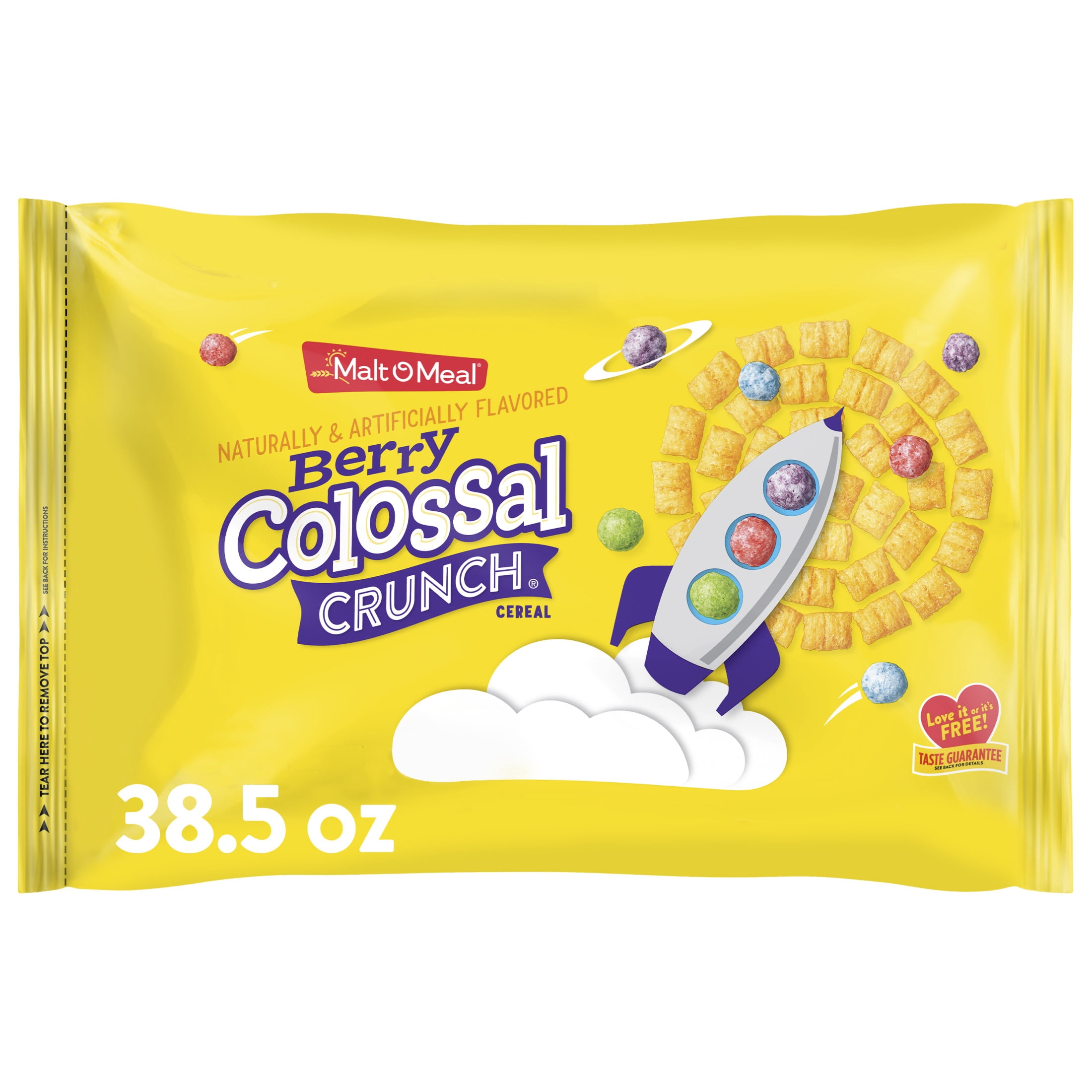 (6 pack) Malt-O-Meal Berry Colossal Crunch Breakfast Cereal, Corn & Oat Cereal, 38.5 oz Bag