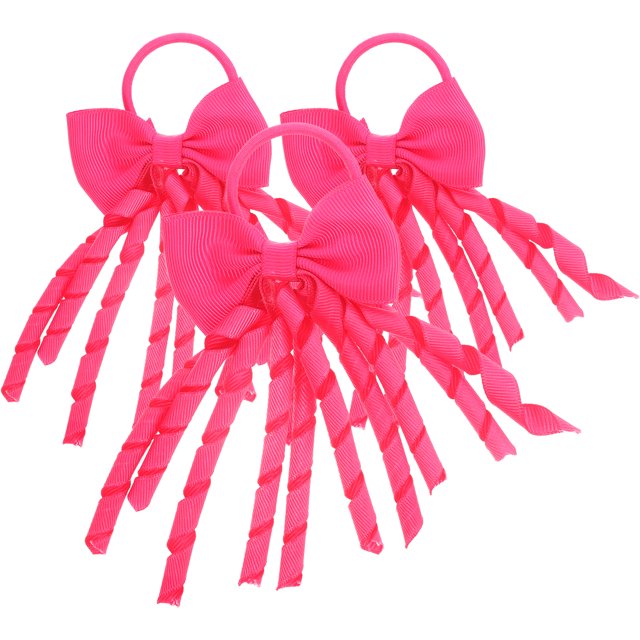 Miangastore Rosy Grosgrain Ribbon Bow Scrunchies for Cheerleading Perfect for Daily Use and Parties 3pcs