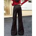 thumbnail image 4 of VBEWZET Kids High Waist Flare Cargo Pants, Elastic Waist Wide Leg Bootcut Trousers, Spring Summer Casual Pants for Girls Black 5-6 Years, 4 of 6