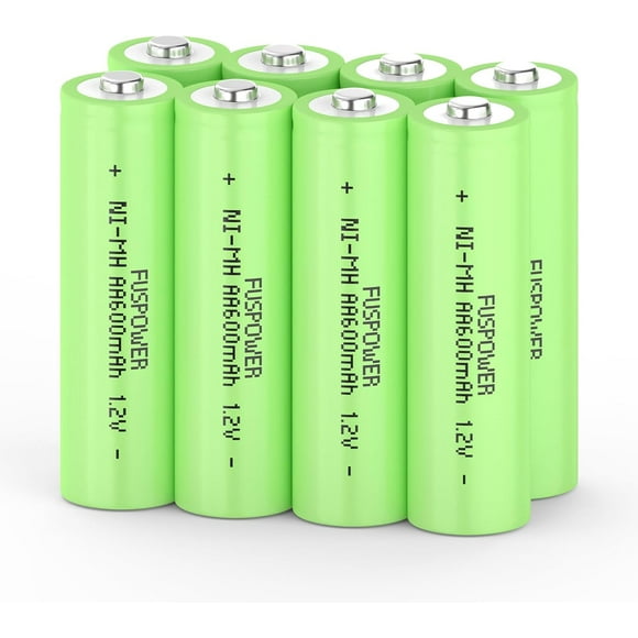 AIR-Rechargeable AA NiMH Batteries Solar Light Double A Battery 600mAh 1.2V Rechargable Batteries for Garden Landscaping Solar Lights Outdoor Pathway Lights Home Devices 8pcs