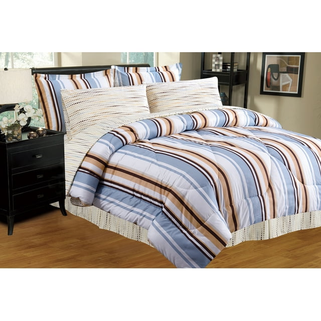 Home Sweet Home Dreams Ensemble de Lit Réversible 8 Pcs, Très Grand