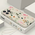 thumbnail image 1 of Colourful Flower Pattern Phone Case For iPhone 16 15 14 13 12 Pro Max 11 Magnetic For Magsafe Wireless Charge TPU Silicone Cover White Lanyard For iPhone 16 ProMax, 1 of 6
