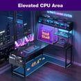 thumbnail image 2 of Casacomoda 51 Inch L Shaped Gaming Desk with LED Lights & CPU Platform, Reversible Computer Desk with Display Shelves, L Desk with Storage Bag for Game, Black, 2 of 10