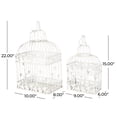 thumbnail image 4 of DecMode Indoor Outdoor Hinged Top White Metal Birdcage with Latch Lock Closure and Hanging Hook, Set of 2, 4 of 10