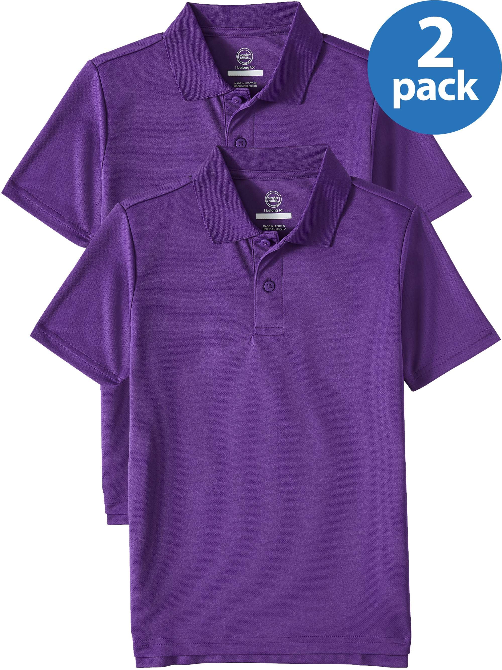 Wonder Nation Boys Purple School Uniform Short Sleeve Polo Shirt 10-12 Large