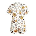 thumbnail image 5 of MEZZALL Women Halloween Pumpkin Print Pajama Lapel Collar Short Sleeve Tie Front Top And Shorts Sleepwear Soft Cozy Loungewear Two Piece Pajamas For Nighttime Relaxation Breathable Pjs, 5 of 5