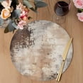 thumbnail image 3 of Vintage Brown Round 13 Inch Placemats Set of 4, Modern Abstract Art Beige HeatResistant Non Slip Place Mats for Dining Table, Wipeable Braided Kitchen Table Mats for Housewarming, 3 of 9
