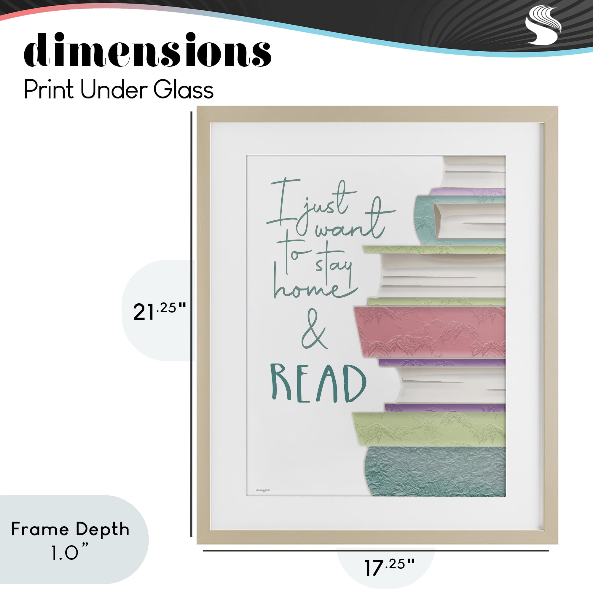 Stupell Industries Stay Home & Read Birch Framed Print Under Glass, design by Seven Trees Design