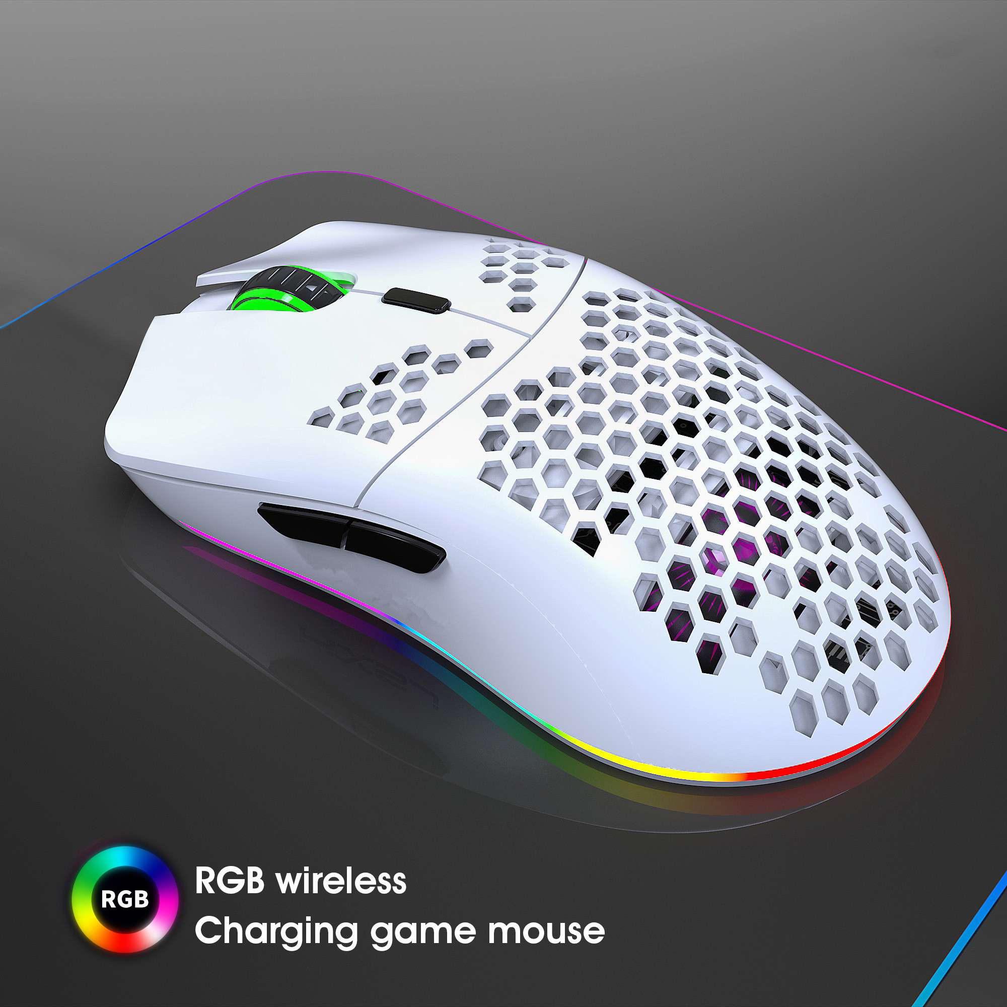 Hexamurby T66 Ultralight Wireless Gaming Mouse, White photo 6