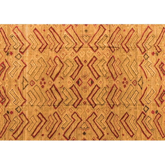 Ahgly Company Indoor Rectangle Abstract Orange Modern Area Rugs, 2' x 3'