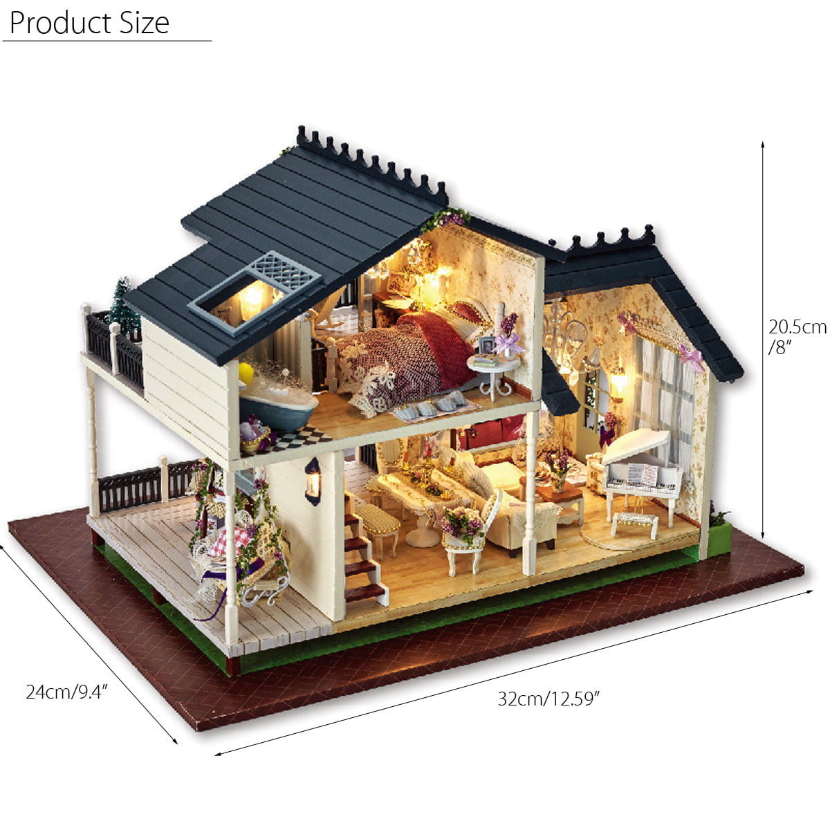 Christmas Dolls House with Furniture Light Colcolo DIY 3D Miniature Dollhouse Kit Kids Educational Toys Gifts 