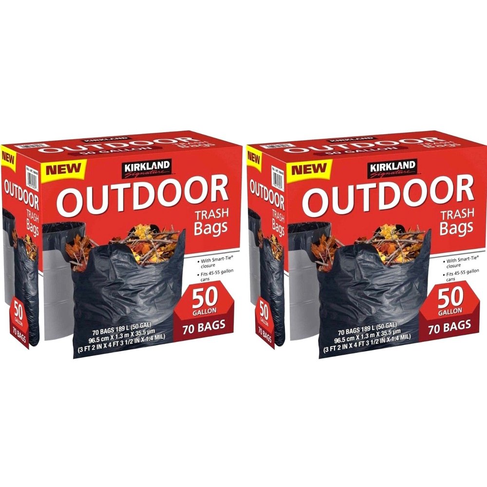 Outdoor Trash Bags, 50 Gallon, 70 ct 2 Pack
