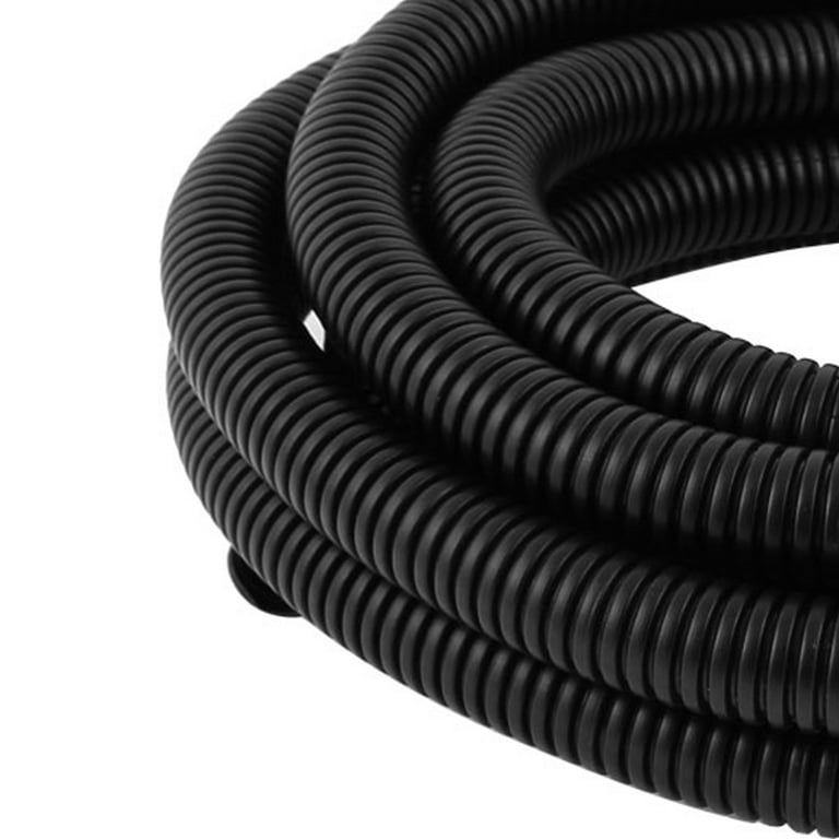 20mm Dia Black Plastic Flexible Corrugated Conduit Tube Tubing 13.5Ft 
